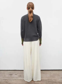 MolliHigh Neck Pullover With Smocked Cuffs - Anthracite Grey/Green -ULLA JOHNSON Clothing Shop MOLLI High Neck Pullover with Smocked Cuffs in Anthracite Grey Green 20231028015356