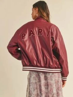 MableMable Nolan Faux Leather Varsity Jacket - Burgundy -ULLA JOHNSON Clothing Shop Mable Nolan Faux Leather Varsity Jacket In Burgundy 20230913185016 2