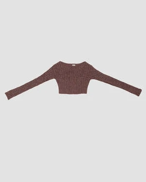 BaserangeMacau Crop Pullover - Burgundy Melange 7 BaserangeMacau Crop Pullover - Burgundy Melange - Image 5