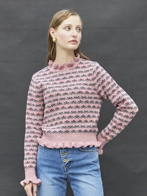 Maison De InesGarden Pattern Knit - Pink 4 Maison De InesGarden Pattern Knit - Pink - Image 2