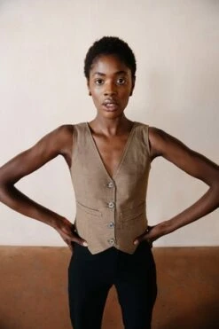 Maria StanleyFARRA VEST - Houndstooth -ULLA JOHNSON Clothing Shop Maria Stanley FARRA VEST houndstooth 20231027193052 1