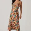 ASTR The LabelMariela Abstract Satin Midi Dress - Orange Green Multi -ULLA JOHNSON Clothing Shop Mariela Abstract Satin Midi Dress Orange Green Multi 20231011013446
