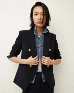 Veronica BeardMiller Dickey Jacket - Navy/Gold Buttons 10 Veronica BeardMiller Dickey Jacket - Navy/Gold Buttons -ULLA JOHNSON Clothing Shop Miller Dickey Jacket in Navy with Gold Buttons 20231017021027