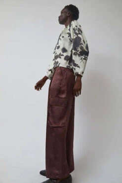 No.6Store Lior Crinkle Satin Pant - Chocolate -ULLA JOHNSON Clothing Shop No 6 Store Lior Pant in Chocolate Crinkle Satin 20230818200819