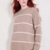 Not MondayMila Crewneck - Latte/Light Grey Stripe -ULLA JOHNSON Clothing Shop Not Monday Mila Crewneck Latte and Light Grey Stripe 20231017002413