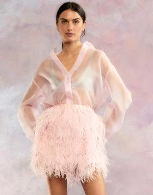 CYNTHIA ROWLEYOrganza Button Down Shirt - Light Pink 4 CYNTHIA ROWLEYOrganza Button Down Shirt - Light Pink - Image 2