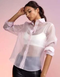 CYNTHIA ROWLEYOrganza Button Down Shirt - Light Pink 15 CYNTHIA ROWLEYOrganza Button Down Shirt - Light Pink -ULLA JOHNSON Clothing Shop Organza Button Down Shirt 20230503191844 2