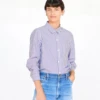 Clare V.Phoebe Blouse - Dark Lilac/Cream Stripe -ULLA JOHNSON Clothing Shop Phoebe Blouse Dark Lilac Cream Stripe 20230415210940