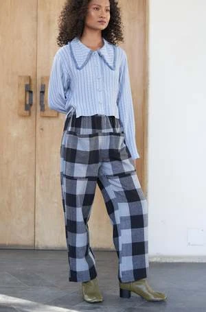 RUJUTA SHETHPhoebe Pant - Cyan Chex 3 RUJUTA SHETHPhoebe Pant - Cyan Chex