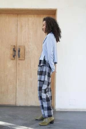 RUJUTA SHETHPhoebe Pant - Cyan Chex 6 RUJUTA SHETHPhoebe Pant - Cyan Chex - Image 4