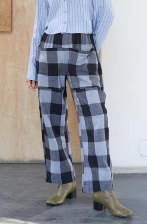 RUJUTA SHETHPhoebe Pant - Cyan Chex 4 RUJUTA SHETHPhoebe Pant - Cyan Chex - Image 2