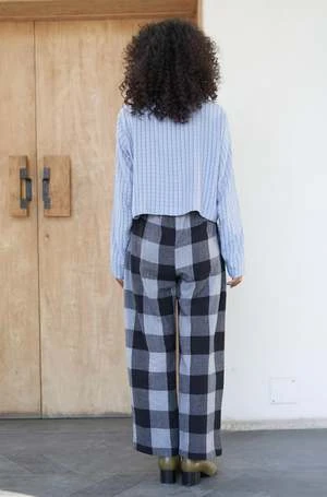 RUJUTA SHETHPhoebe Pant - Cyan Chex 8 RUJUTA SHETHPhoebe Pant - Cyan Chex - Image 6