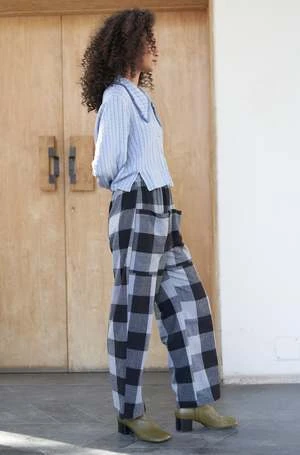 RUJUTA SHETHPhoebe Pant - Cyan Chex 7 RUJUTA SHETHPhoebe Pant - Cyan Chex - Image 5