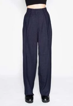 AnotherPinstripe Low Waisted Pants - Navy -ULLA JOHNSON Clothing Shop Pinstripe Low Waisted Pants Navy 20220214051909 3
