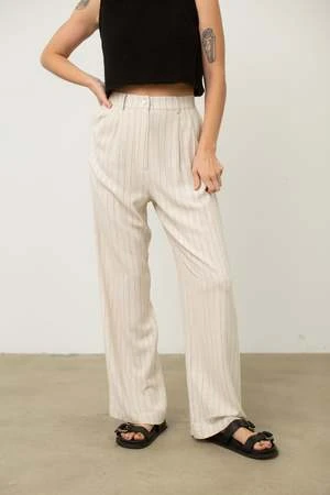 Donni.Pinstripe Pleated Trouser - Cream 3 Donni.Pinstripe Pleated Trouser - Cream