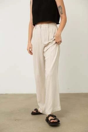 Donni.Pinstripe Pleated Trouser - Cream 5 Donni.Pinstripe Pleated Trouser - Cream - Image 3