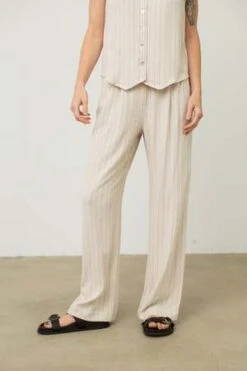 Donni.Pinstripe Pleated Trouser - Cream 16 Donni.Pinstripe Pleated Trouser - Cream -ULLA JOHNSON Clothing Shop Pinstripe Pleated Trouser 20230731215244