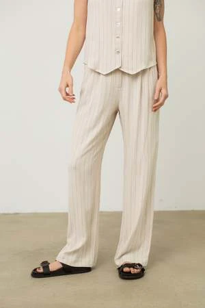 Donni.Pinstripe Pleated Trouser - Cream 9 Donni.Pinstripe Pleated Trouser - Cream - Image 7
