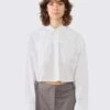 RemainPoplin Cropped Shirt - Bright White
