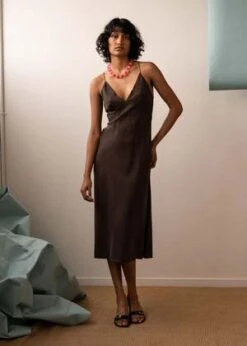 Penny SageRoberta Dress - Carob -ULLA JOHNSON Clothing Shop Roberta Dress Carob 20230920003102 1