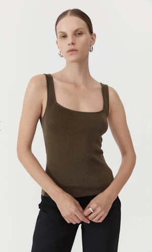 St. AgniSQUARE NECK KNIT SINGLET - KELP 3 St. AgniSQUARE NECK KNIT SINGLET - KELP