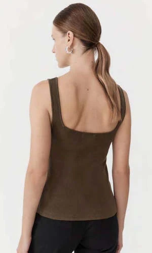 St. AgniSQUARE NECK KNIT SINGLET - KELP 5 St. AgniSQUARE NECK KNIT SINGLET - KELP - Image 3