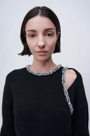 Jonathan SimkhaiSimkhai Monroe Wool And Cashmere Pullover W. Crystals - Black 4 Jonathan SimkhaiSimkhai Monroe Wool And Cashmere Pullover W. Crystals - Black - Image 2