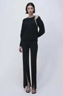 Jonathan SimkhaiSimkhai Monroe Wool And Cashmere Pullover W. Crystals - Black 10 Jonathan SimkhaiSimkhai Monroe Wool And Cashmere Pullover W. Crystals - Black -ULLA JOHNSON Clothing Shop Simkhai Monroe Wool and Cashmere Pullover w Crystals Black 20231031225534