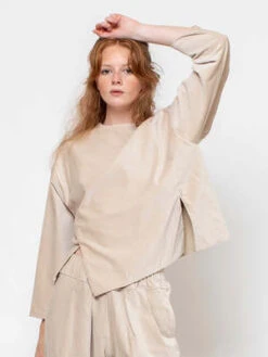 Black CraneSlit Top - Ivory