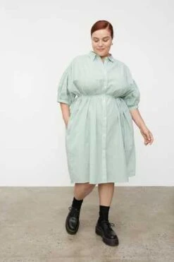 KowtowSmock Dress - Green Mini Check -ULLA JOHNSON Clothing Shop Smock Dress 20231004213014 1