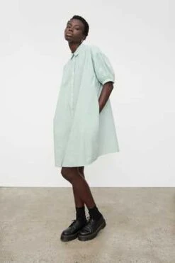 KowtowSmock Dress - Green Mini Check -ULLA JOHNSON Clothing Shop Smock Dress 20231004213014 2