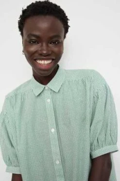 KowtowSmock Dress - Green Mini Check -ULLA JOHNSON Clothing Shop Smock Dress 20231004213014