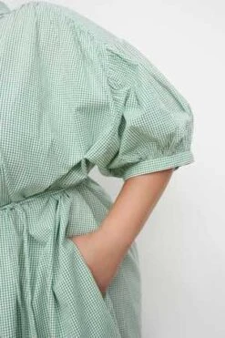 KowtowSmock Dress - Green Mini Check -ULLA JOHNSON Clothing Shop Smock Dress 20231004213015