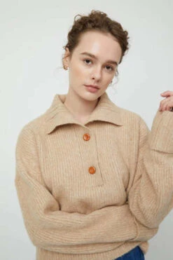 Atelier DelphineStand Collar Jumper - Honey