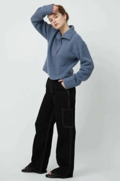 Atelier DelphineStand Collar Jumper - Honey -ULLA JOHNSON Clothing Shop Stand Collar Jumper in Honey 20230922043934 4