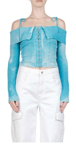 House Of SunnySunfade Knit Top - Vintage Blue