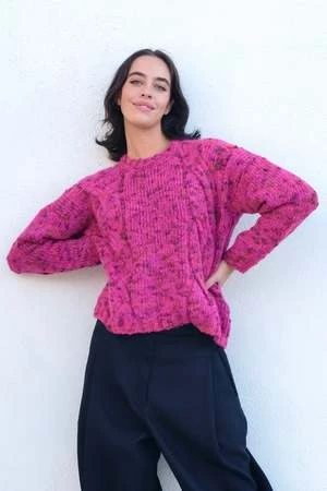 Tach ClothingApril Chunky Crew - Fuschia 3 Tach ClothingApril Chunky Crew - Fuschia