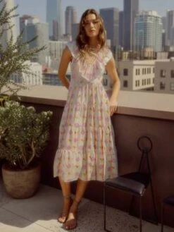 XirenaTatiana Dress - Lilac Ikat -ULLA JOHNSON Clothing Shop Tatiana Dress in Lilac Ikat by Xirena 20221208220635 2