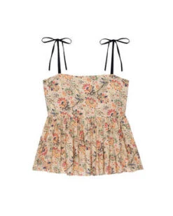 The Great.The Dainty Top - Peach Paisley Floral