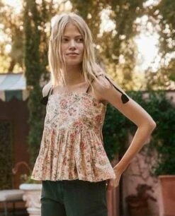 The Great.The Dainty Top - Peach Paisley Floral -ULLA JOHNSON Clothing Shop The Dainty Top 20230530192227 1