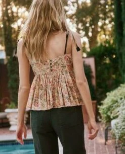 The Great.The Dainty Top - Peach Paisley Floral -ULLA JOHNSON Clothing Shop The Dainty Top 20230530192227 2