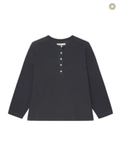 The Great.The Crop Sleep Henley - Washed Black -ULLA JOHNSON Clothing Shop The Great The Crop Sleep Henley Washed Black 20231102050728