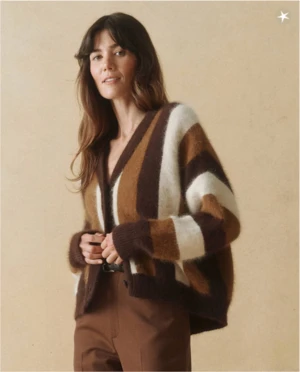 The Great.The Fluffy Slouch Cardigan - Hickory Stripe 5 The Great.The Fluffy Slouch Cardigan - Hickory Stripe - Image 3