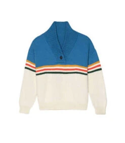 The Great.The Henley Pullover - Sea Blue Stripe