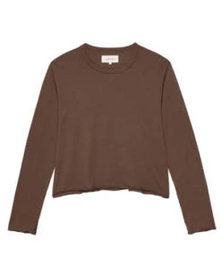 The Great.The Long Sleeve Crop Tee - Hickory