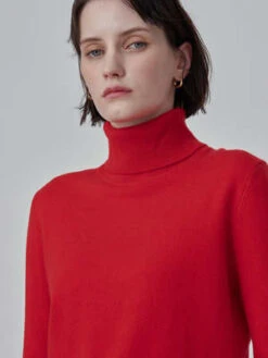 PureCashmere NYCTurtleneck Sweater - Red -ULLA JOHNSON Clothing Shop Turtleneck Sweater Red 20230925214229 1
