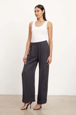 VelvetLivi Satin Pants - Ash