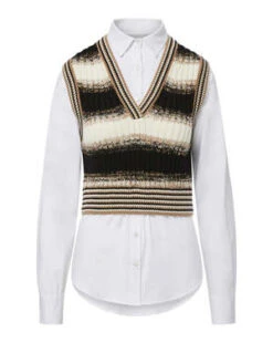 Veronica BeardVeronica Bear Spear Mixed Media Vest - Black Multi -ULLA JOHNSON Clothing Shop Veronica Bear Spear Mixed Media Vest 20230826051805