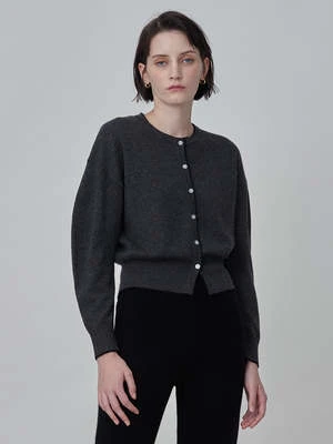 PureCashmere NYCVolume Sleeve Cardigan - Graphite 4 PureCashmere NYCVolume Sleeve Cardigan - Graphite - Image 2