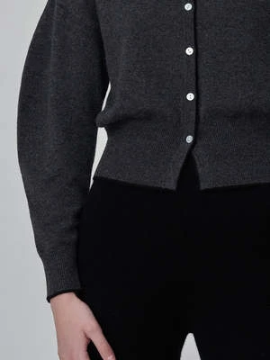 PureCashmere NYCVolume Sleeve Cardigan - Graphite 7 PureCashmere NYCVolume Sleeve Cardigan - Graphite - Image 5